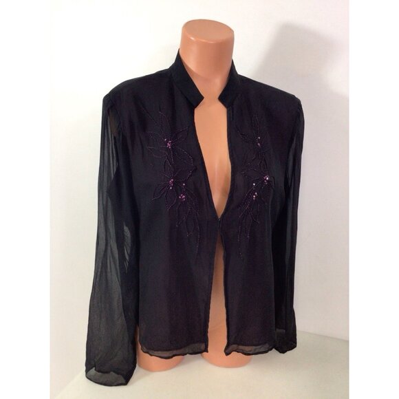 Laura Ashley Tops - Laura Ashley Silk Blouse Floral Embroidered Womens 10